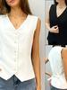 Европейско-американский летний женский кардиган-жилет без рукавов с V-образным вырезом 2025