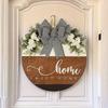 Spring HOME Wreath Wooden Welcome Door Sign Wooden Plaque For Front Door Sweet Home Décor Hanging