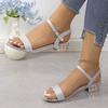 Fashion Gold Women's Sandals Advanced Summer New Style Open Toe Bare Strap Sandals Low Heel Dress Shoes Bag Heel Pumps 36-44