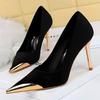 Wind banquet легкие роскошные туфли на высоком каблуке женские тонкие каблуки 2025 новые туфли на очень высоком каблуке с металлическим острым носком из замши