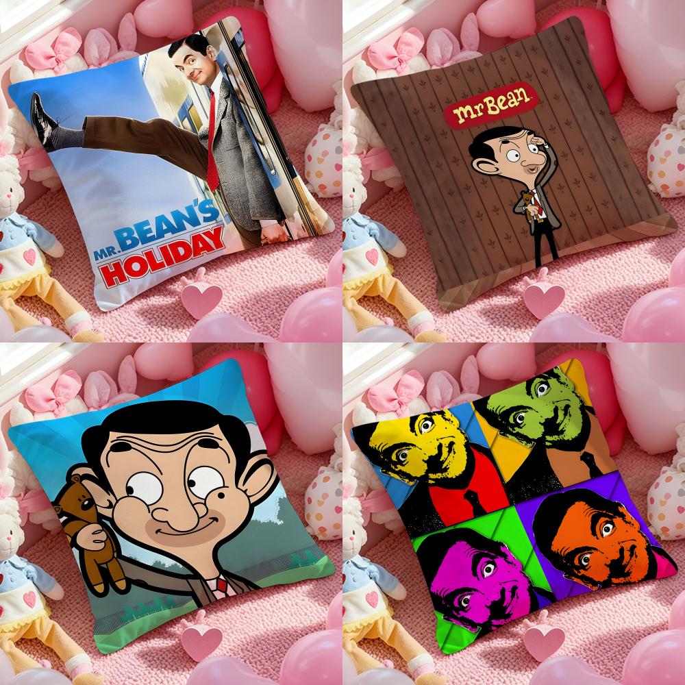 Наволочка Mr B-Bean-N Мягкая Плюшевая Ткань Двусторонняя Печатная Наволочка для Подушки Теплая Зимняя Подушка для Дивана