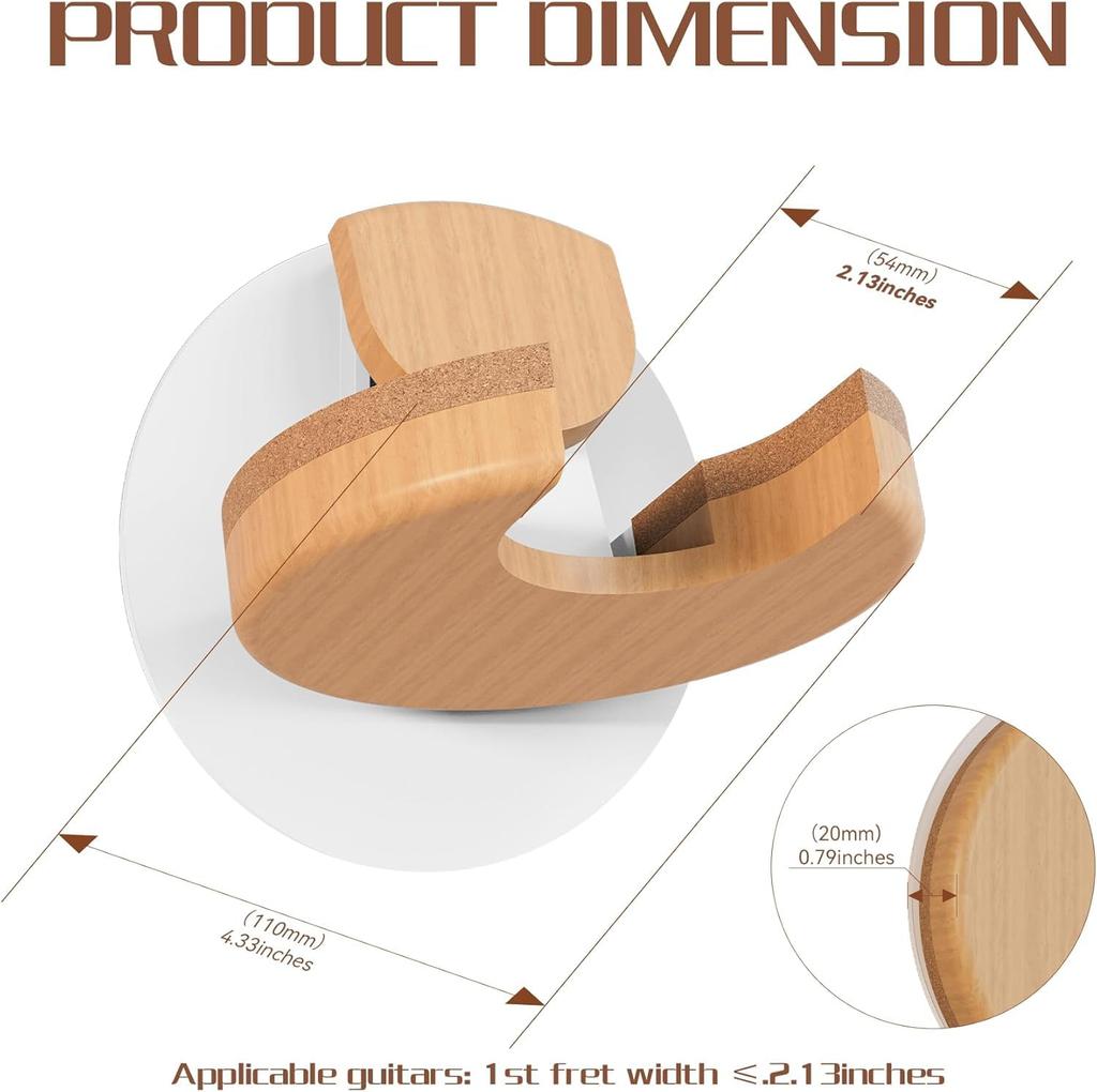 BURNING&LIN Складной настенный держатель для гитары, Оригинальный дизайн из массива дерева и пробки, Компактный держатель, Настенная подставка-крючок для акустической гитары, банджо,