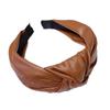 Faux Leather Women Middle Knot Hairband PU Wide Hairband Fashion Solid Color Hair Hoop Women