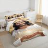 Smiling Jesus Christ with Golden Halo Cross Bedding set (1 duvet cover, 2 pillowcases, duvet not included), Religious Spiritual Art Print