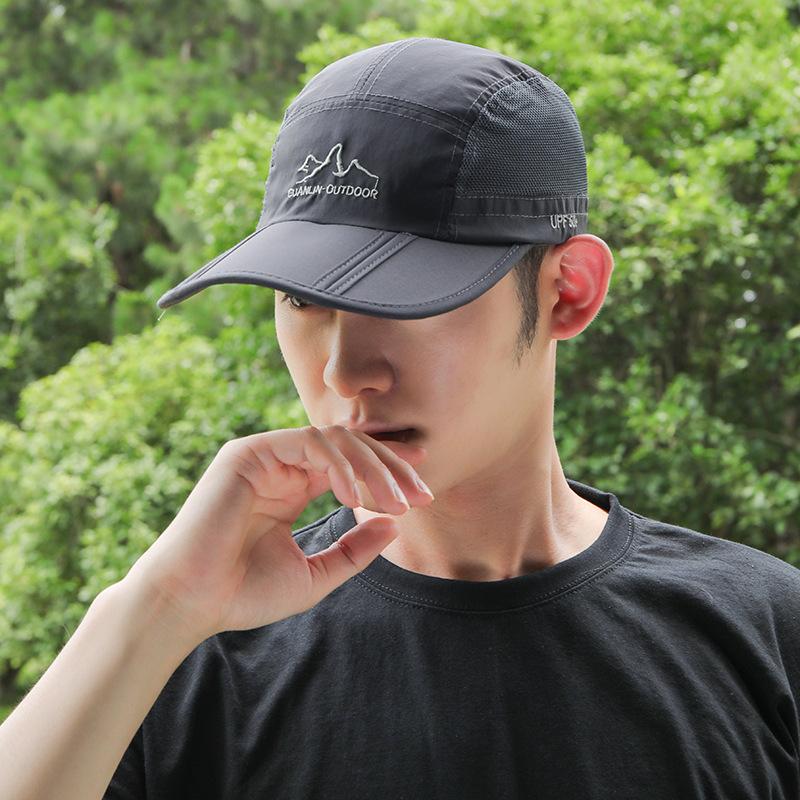 Fashion Hat Summer Mesh Breathable Outdoor Foldable Portable Sunscreen Quick Drying Cap Men's Casual Mountaineering Soft Top Baseball Cap