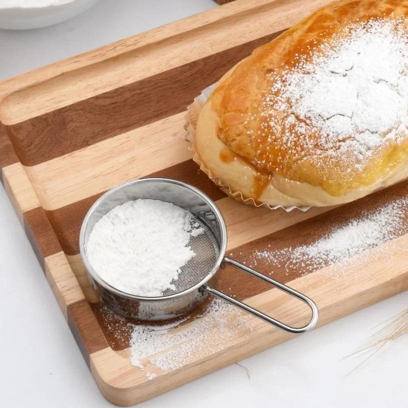 304 Stainless Steel Hand-held Mini Flour Sieve 40 Mesh Sugar Powder Sieve Cocoa Powder Spreader Baking Household Mesh Sieve