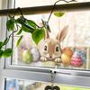 Easter Window Clings Cute Bunny Eggs Spring Window Decals Reusable PVC Stickers for Holiday Spring Party Home Office School Decor