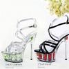 15 см летние модные женские босоножки с острым носком, босоножки на шпильке, молния сзади, полые женские туфли на высоком каблуке