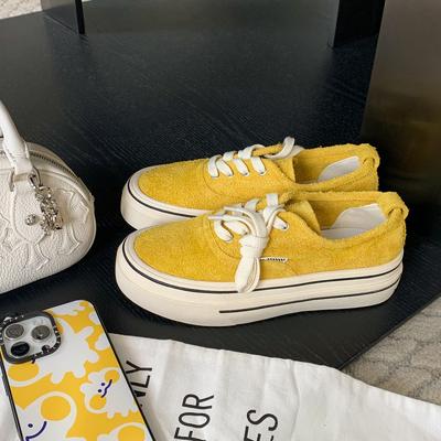 Новая кожа мягкий коровий велюр круглый носок шнуровка повседневный стиль толстая подошва шнуровка кеды женские