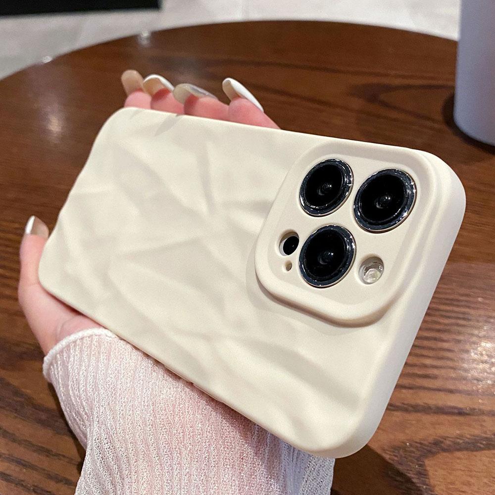 Soft Silicone Fold Pattern Phone Case For iPhone 16 15 12 13 14 11 Pro Max 16 Plus Candy Bumper Cover For Iphone 15 Pro Max Case