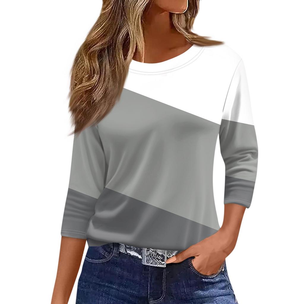 Traf 2024 Mujer женская мода повседневная круглая горловина рукав 3/4 свободная принтованная футболка женская верхняя одежда для женщин рубашка для женщин