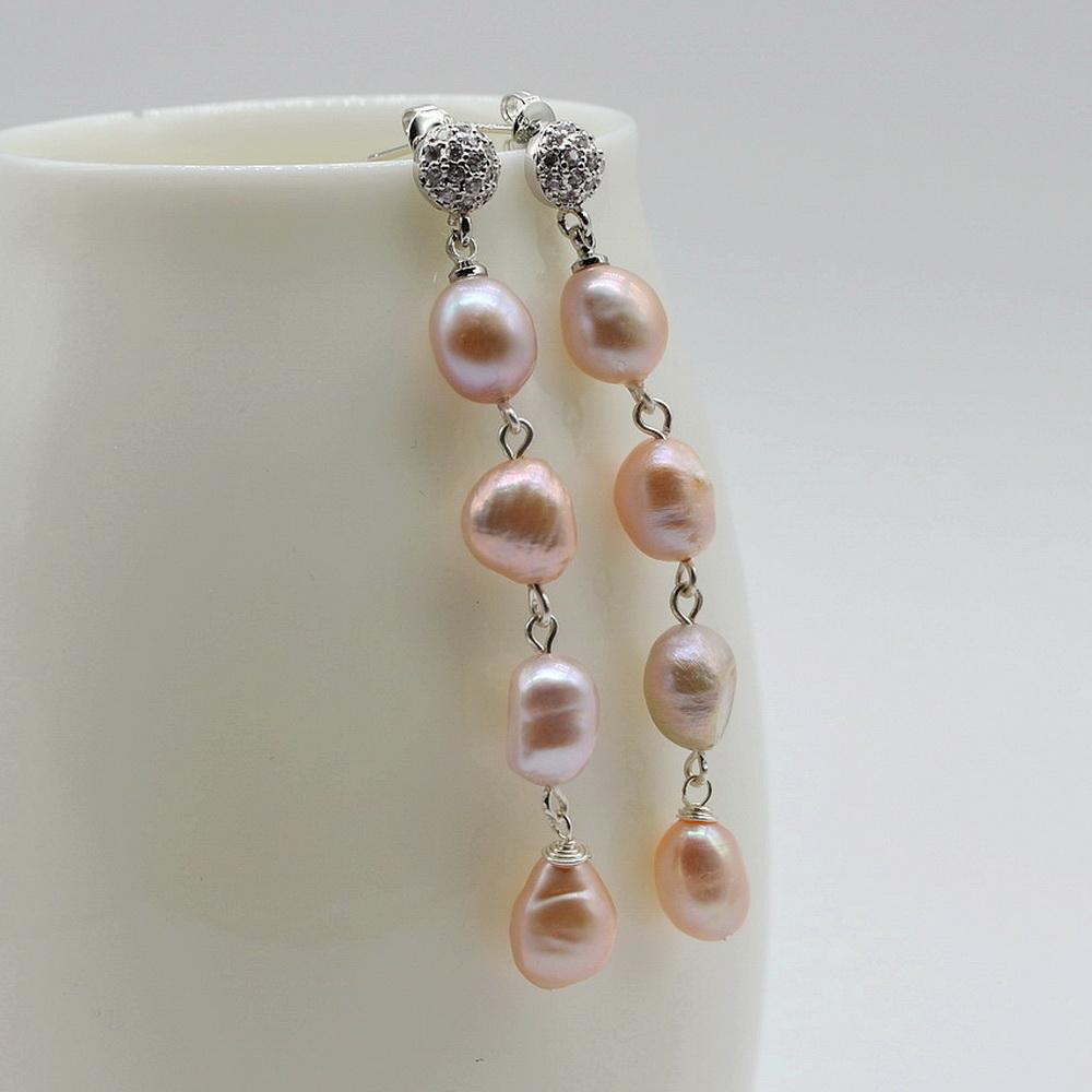 2022 Длинные серьги из натурального пресноводного жемчуга, стерлингового серебра 925 пробы, длинные серьги с цирконием, женские серьги с жемчугом ручной работы