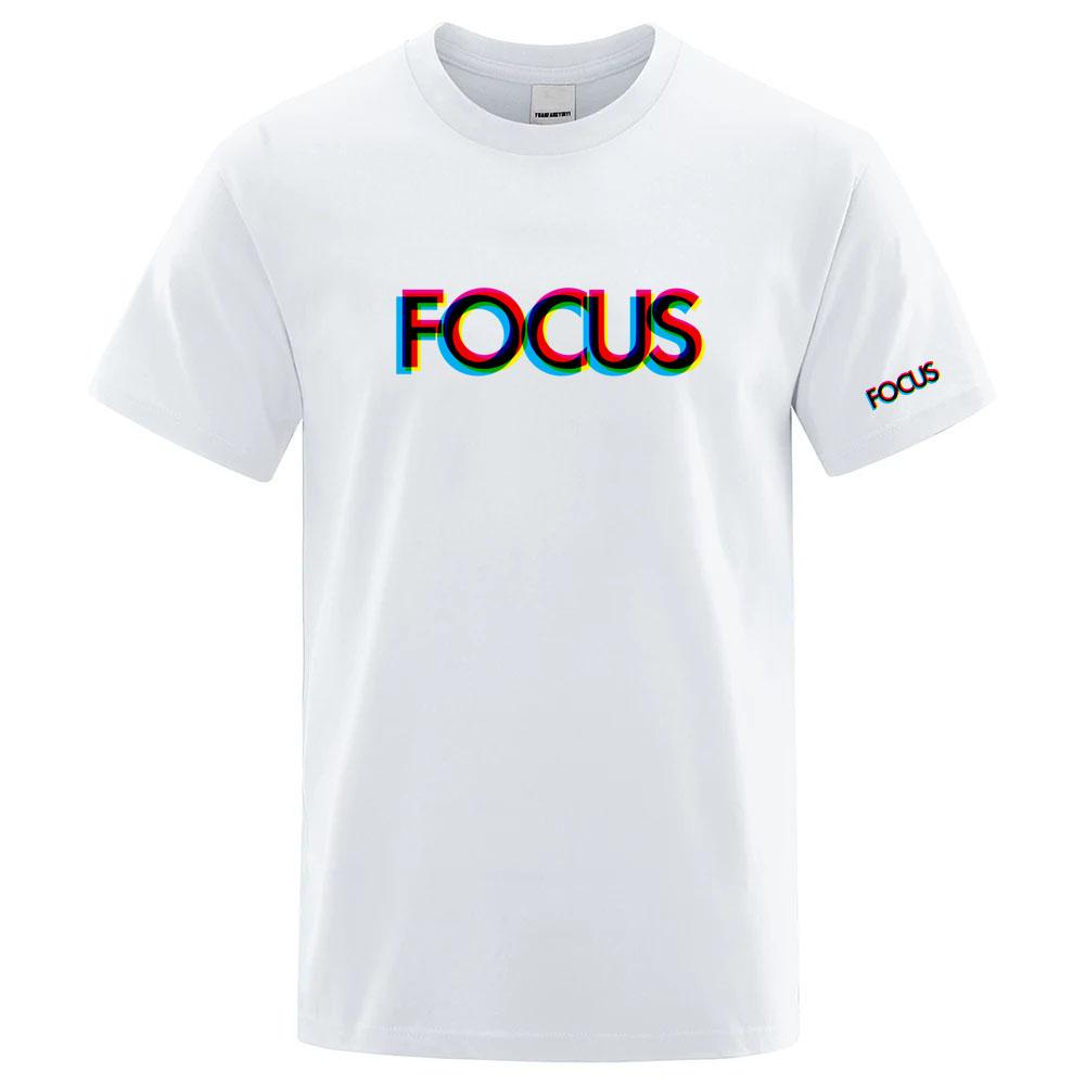 Focus Letter 2025 Unisexs Fashion Trendy Round Neck Tshirt Versatile Short Sleeve Shirt Outdoor Trendy Breathable Fashion Top