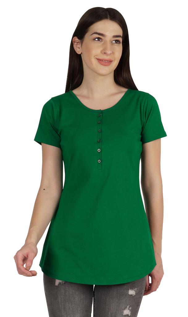 Inkmeso Женская туника с коротким рукавом и пуговицами, хлопковая футболка, длинная футболка для