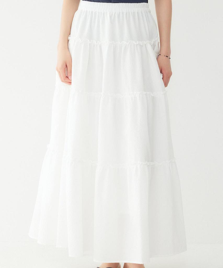 STUDIO TOMBOY Side Pocket Tiered Elastic Skirt_White 9106232210