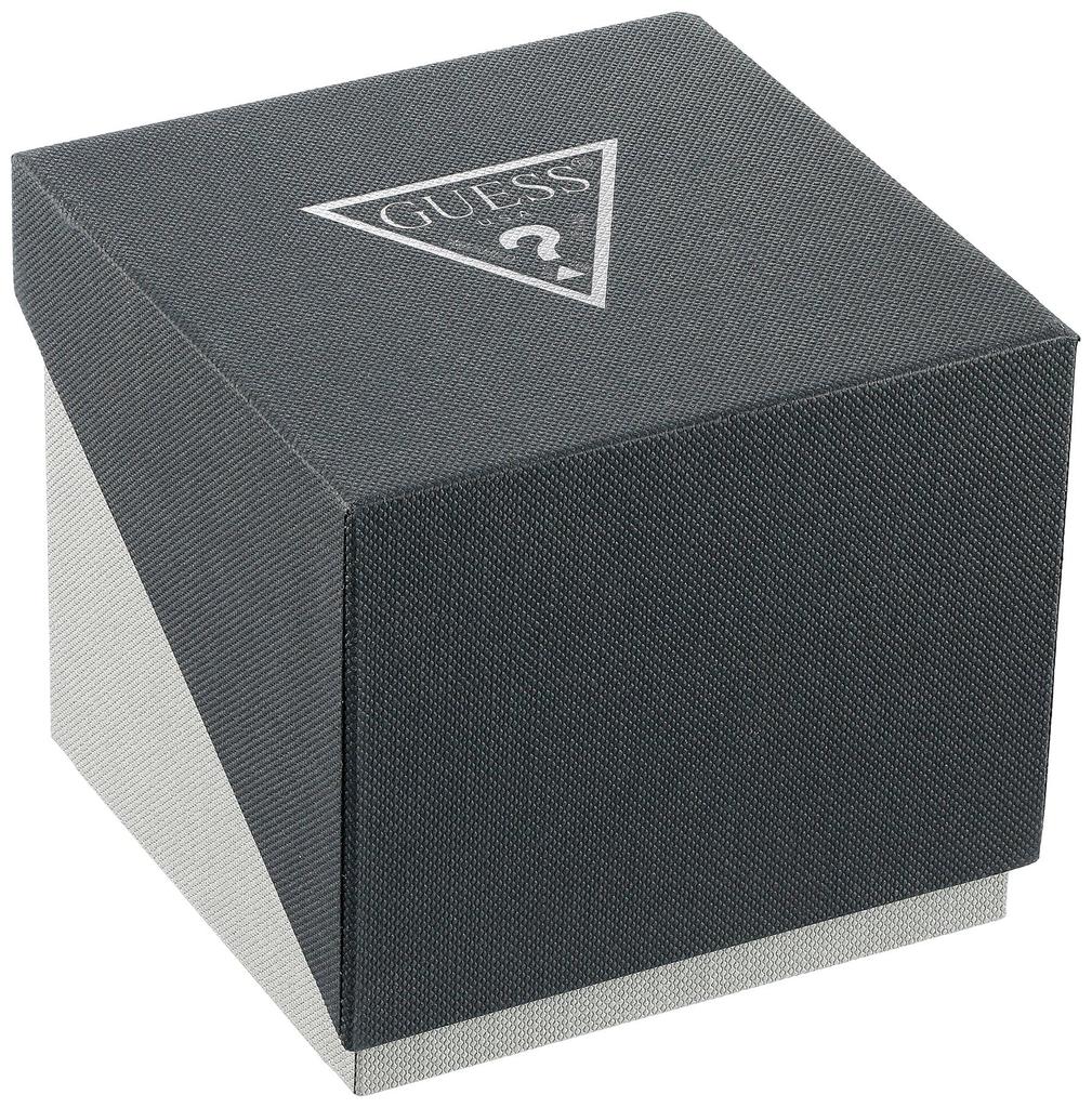 Guess Часы из нержавеющей стали с силиконовым ремешком, устойчивым к пятнам, с функцией даты и дня недели. Часы из нержавеющей стали с силиконовым ремешком для женщин + + (Синий/Розовое золото)