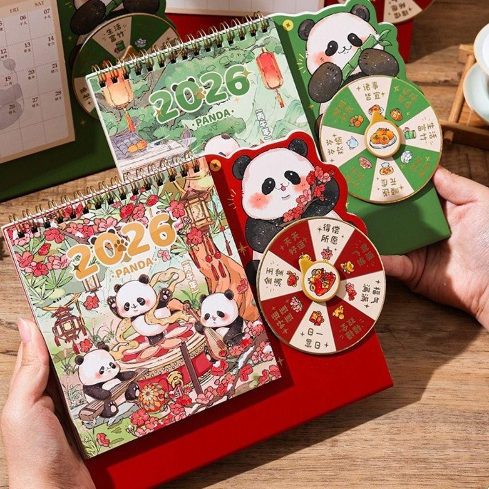 Double Coil New Year Desktop Calendar Cartoon Panda Flip Calendar Planner Calendar Home