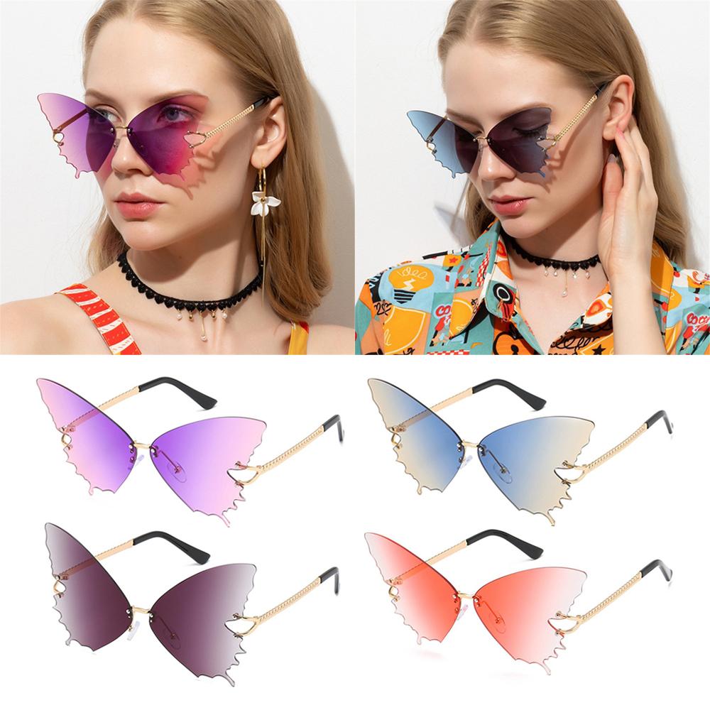 Women Fashion Metal Butterfly Sunglasses Retro Sun Glasses Rimless Sunglasses UV protection