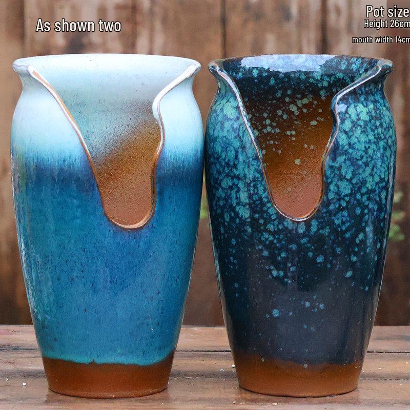 Handmade Coarse Pottery Zisha Succulent Planter - Breathable Ceramic with Cliff-like Textured Finish