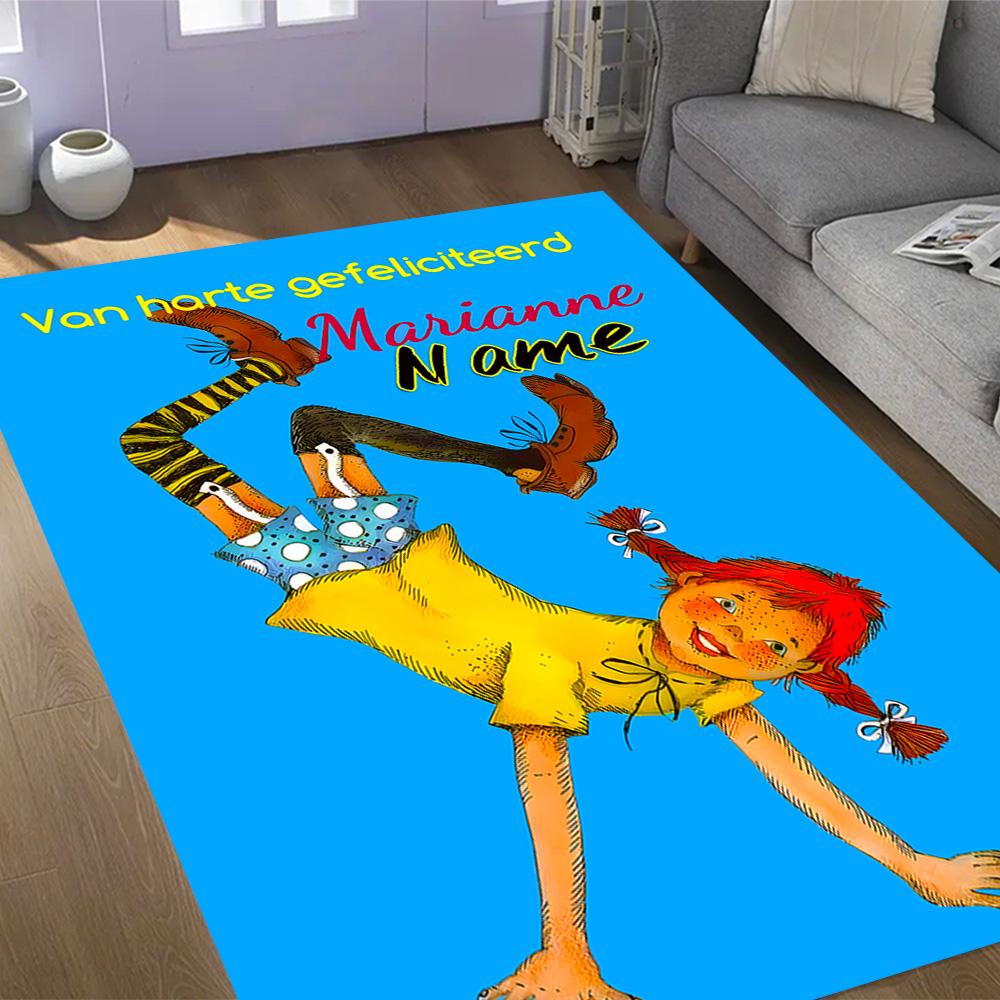 Pippi Monkey Friend. Customized Name Area Rug Suitable for Dormitory Hallway Playrooms Dining Room Anti-slip Rug Office home decor