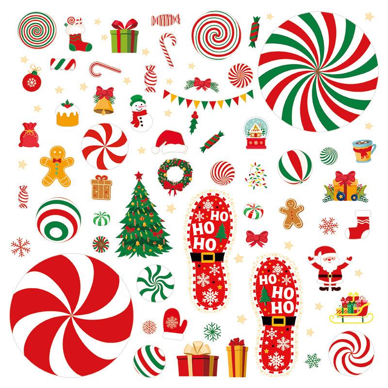 Christmas wind candy party wall decoration wall sticker self-adhesive floor sticker festive atmosphere gingerbread man window sticker