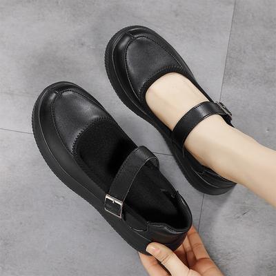 Большого размера весенне-осенние удобные туфли-маффины женские одинарные туфли на среднем каблуке с легким вырезом, скошенным каблуком, кожаные туфли на мягкой подошве для мамы