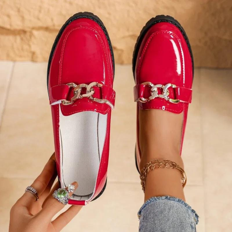 Женские кроссовки в британском стиле, маленькие кожаные туфли 2025, новые туфли на толстом каблуке с круглым носком, на толстой подошве, универсальные весенние лоферы