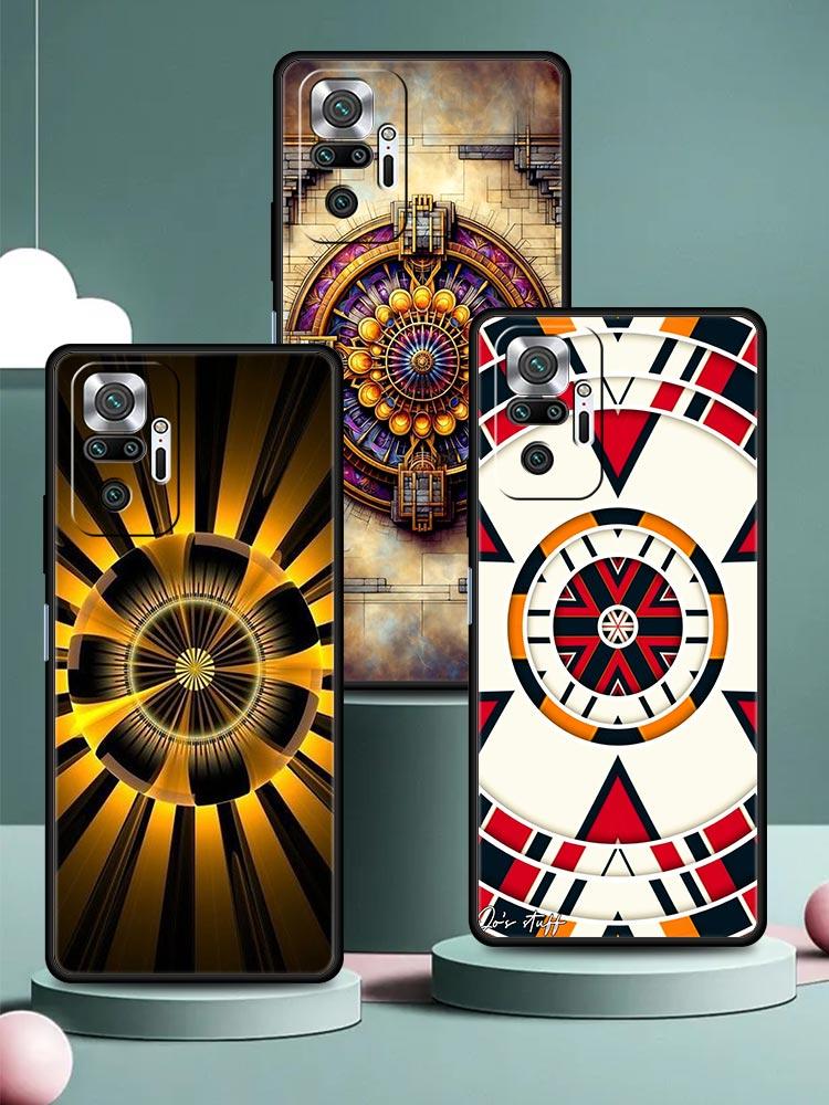 Ретро Круглый Дизайн Тотема Чехол для Телефона для Redmi 14C 10C Note 15 14 13 12 10 11 K40 Pro Plus 5G Ударопрочный Мягкий ТПУ Корпус
