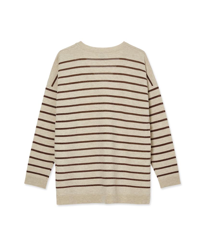 IOLO Metallic Stripe V-Neck_Beige