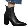 Ботильоны на толстой подошве, женские туфли с острым носком, сексуальные туфли на высоком каблуке, кожаные туфли 2025 года, зимние дизайнерские туфли-лодочки в готическом стиле Botas De Mujer