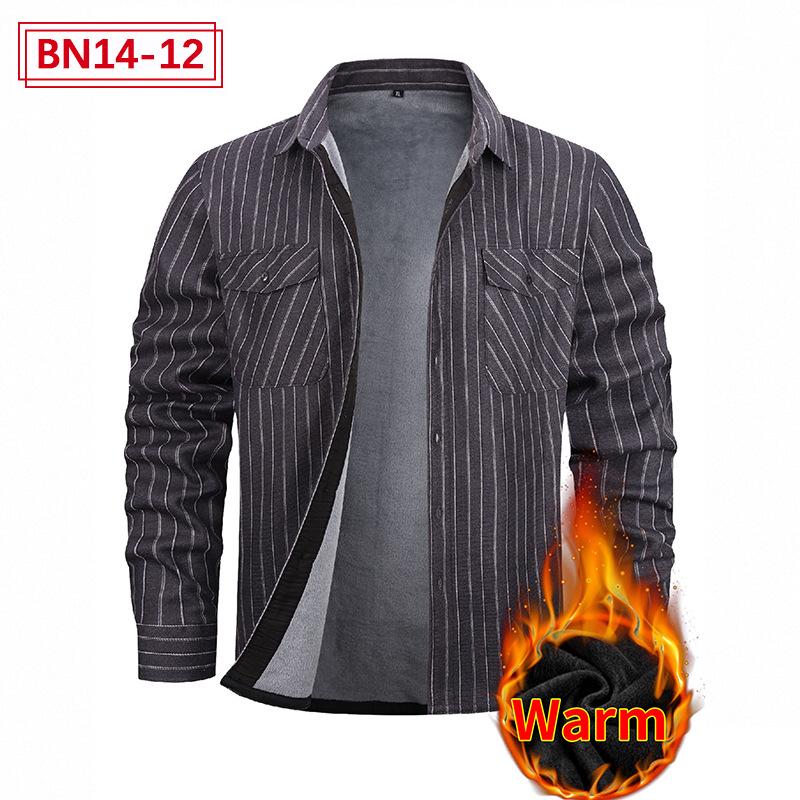 Мужская европейская и американская рубашка Plus Velvet Thick warm с длинным рукавом: Осень зима