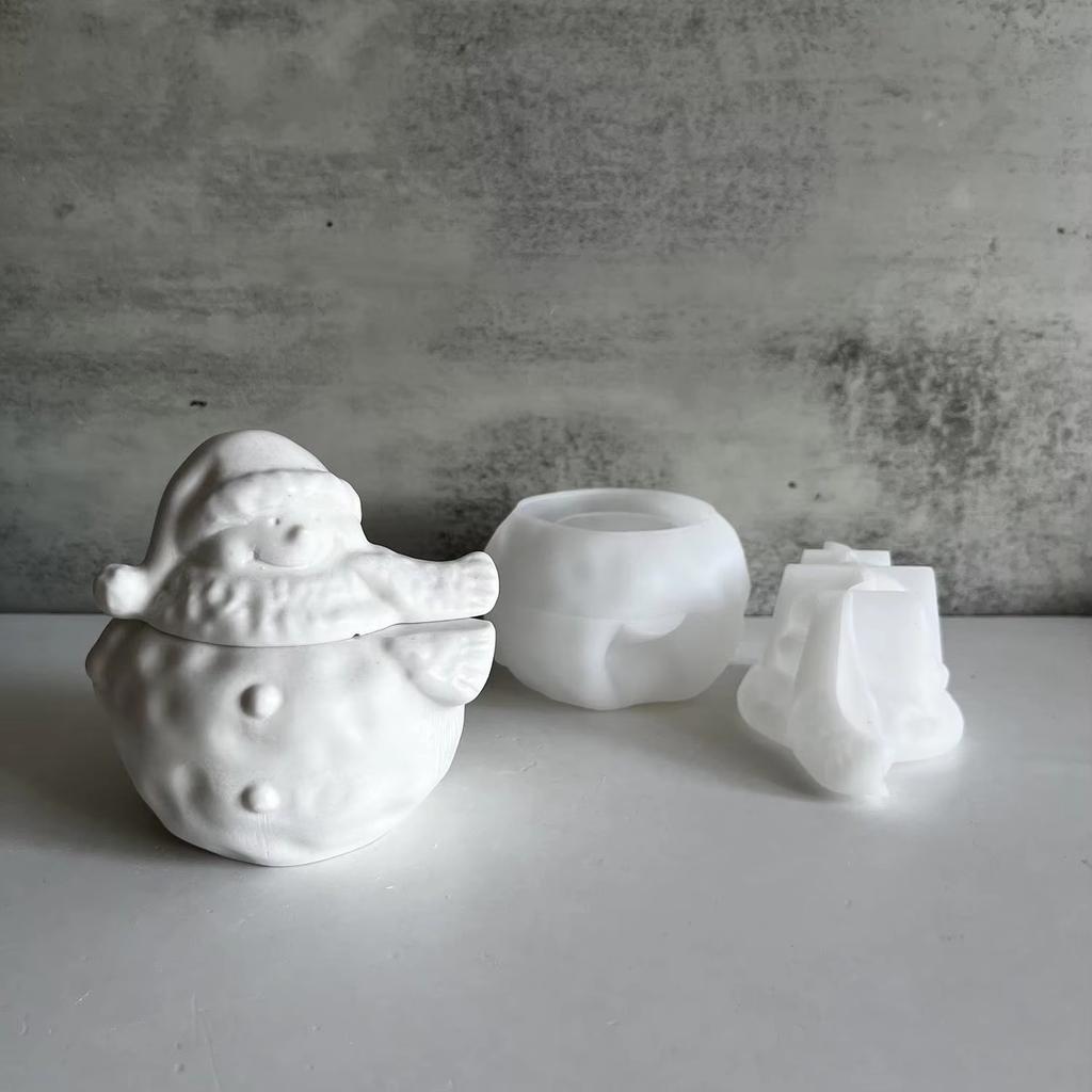 Snowman Storage Tank Silicone Mold Christmas Series Candle Cup Storage Box Gypsum Glue Mould