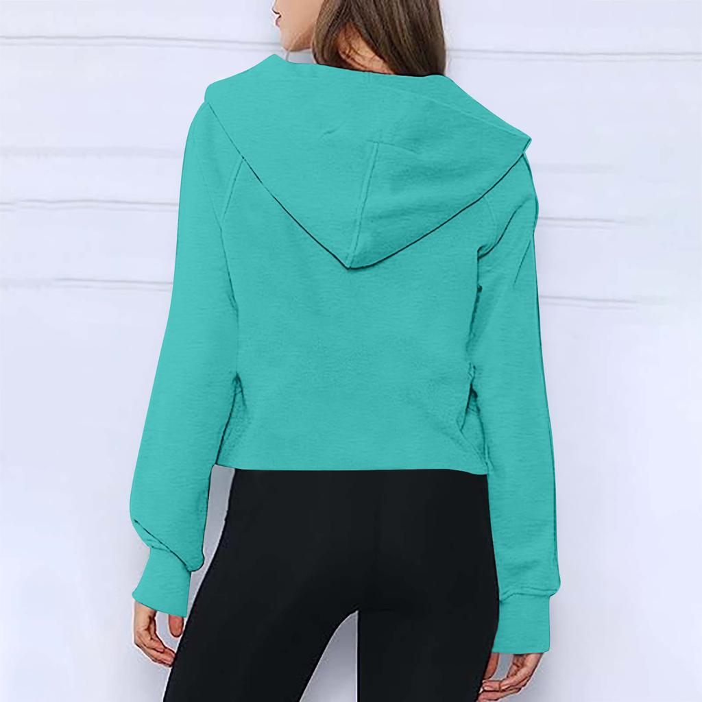 Autumn and Winter New Women's Sports Half Zipper Yoga Loose Short Hooded Sweatshirt