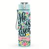 1PC He Is Risen Floral Script 750ml Color Plastic Sports Water Bottle Leakproof Flip Straw Lid Suitable for Sports Office Home Use
