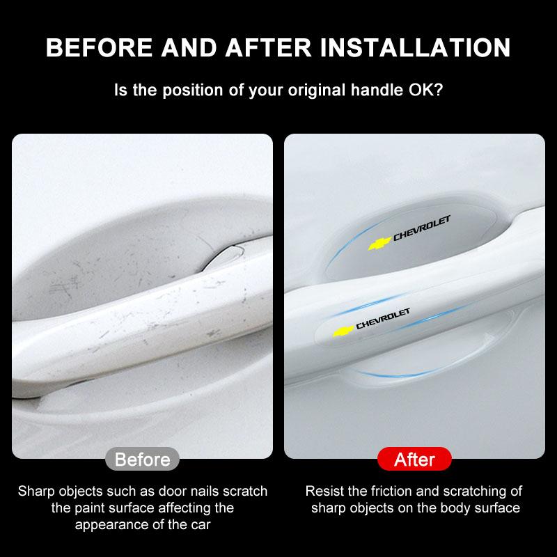 8 шт. Прозрачная накладка на ручку двери автомобиля Защитная наклейка от царапин Для Chevrolet Cruze Equinox Captiva Trax Malibu Tahoe Impala Sonic