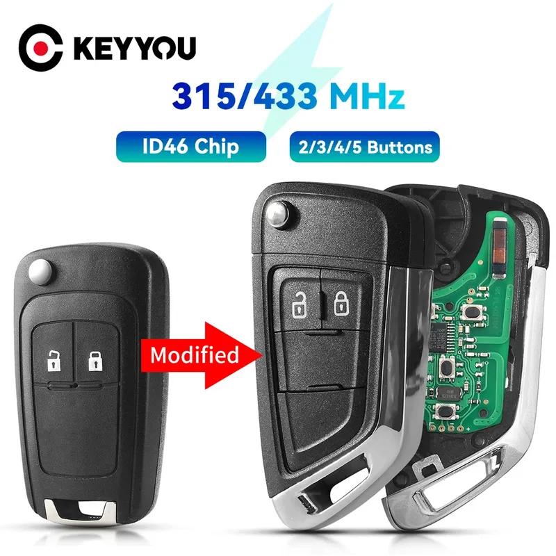 KEYYOU With Battery 315/433MHz ID46 Chip For OPEL VAUXHALL Astra J Corsa E ignia Zafira C Modified Folding Remote Car Key