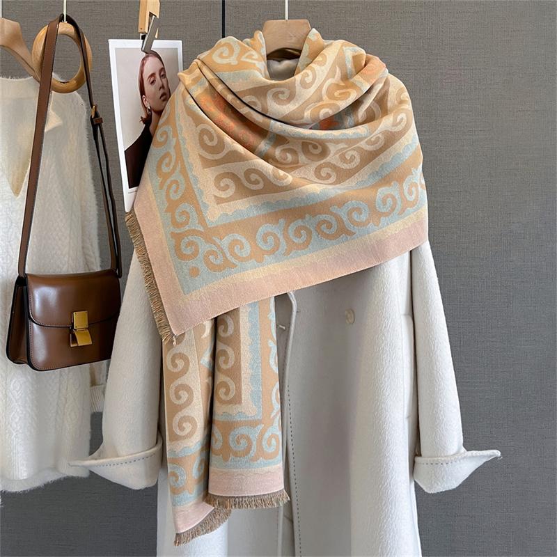 Luxury Winter Cashmere Scarf Women Design Warm Pashmina Blanket Poncho Scarves Female Shawl Wraps Thick Foulard Bufanda