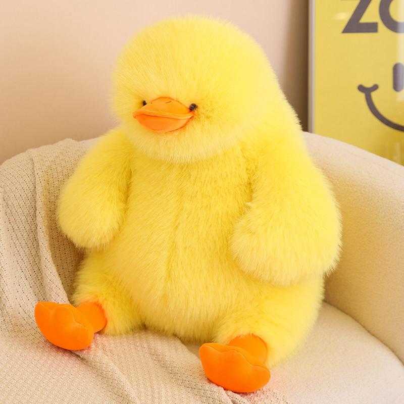 40-95cm High Quality Yellow Fat Duck Cute Dolls Throw Pillow Long Hair Pluh Soft Stuffed Animal Cartoon Funny Birthday Gifts
