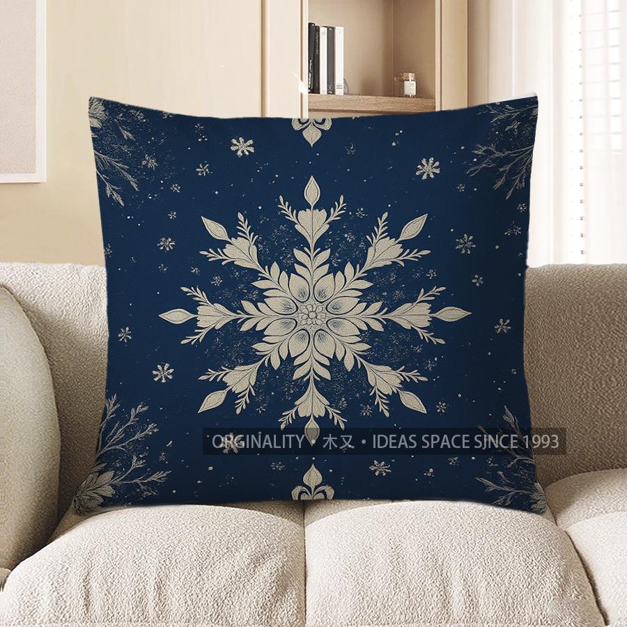 Home Decor Snowflake Pattern Throw Pillow For Home Decor Pattern Cushion Cover Suitable For Sofa Bedroom Car Pillow Cover