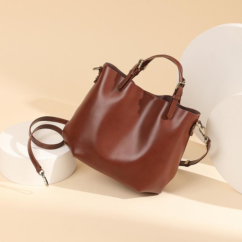 Genuine Leather Women's Bag Luxury Designer Shoulder Bag Fashion Cowhide Handbags Women Crossbody Bucket Bags