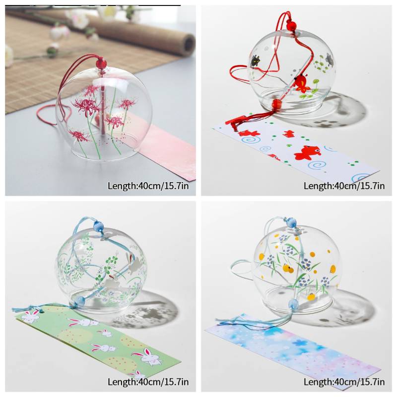 Japanese Sakura Glass Wind Chime Wind Bell Kawaii Room Decor Aesthetics Wind Campaigns Wall Decor Music Bell Sound Wind Spinner