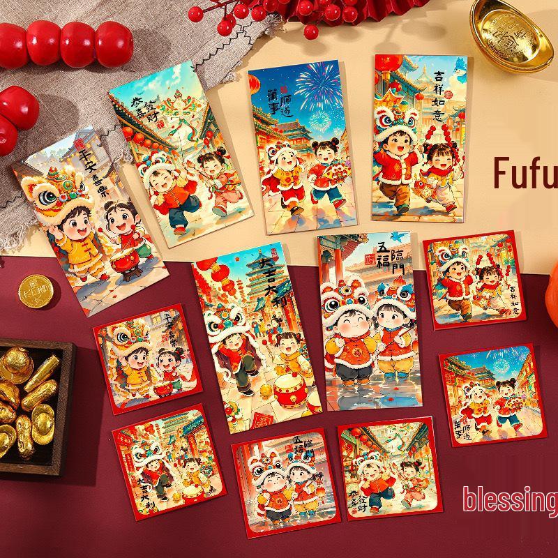 Трендовые детские красные конверты 2026 года – Кошелек для денег на удачу в тысячу и сто юаней на Новый год