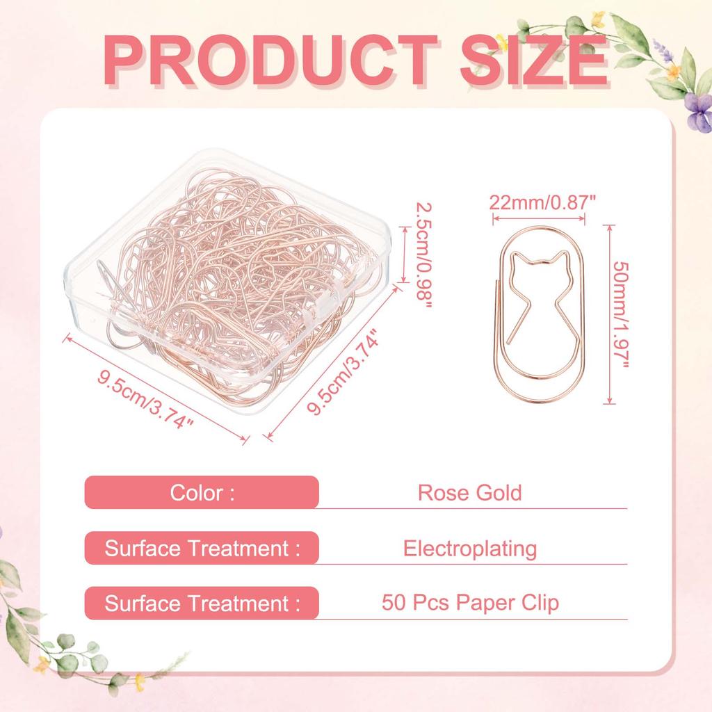 20/50/100Pcs Cat Shape Paper Clip Metal Cute Small Paper Clamp Clips for Office Supplies Craft Scrapbook Document Note Sorting