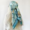 Silk Scarf Large Square Scarf Women's New 90cm Printed Vintage Wrap Scarf Satin Shawl Scarf