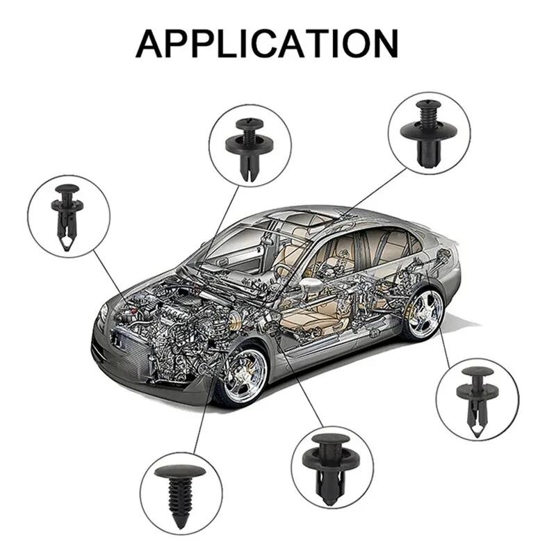 190 шт. автомобильных фиксаторов, набор пластиковых креплений 6 размеров, зажим для автомобильной отделки, набор заклепок для бампера кузова автомобиля