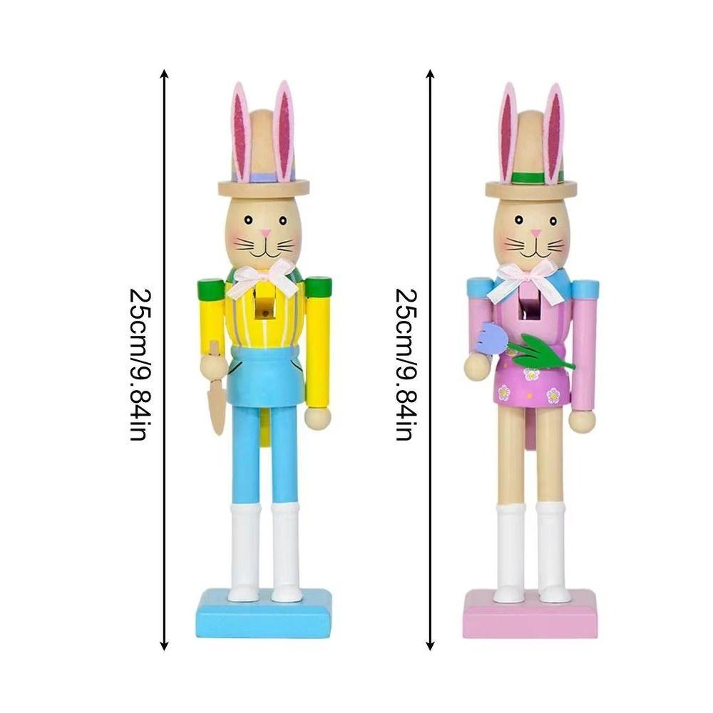 Детский подарок Милый пасхальный кролик Щелкунчик Гладкая ручная работа Деревянная статуэтка кролика Реалистичные фигурки кролика-щелкунчика Реквизит для вечеринки