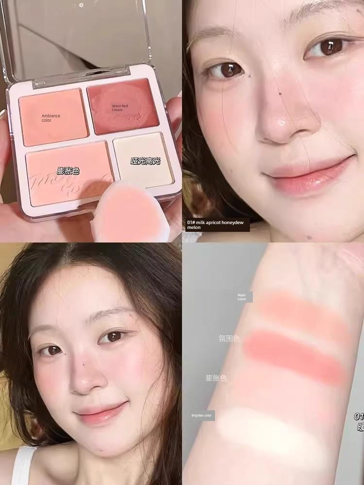 Judydoll Orange Blush Highlighter Multi-Use Cream for Contouring and Shading, Matte Face Brightening and Setting