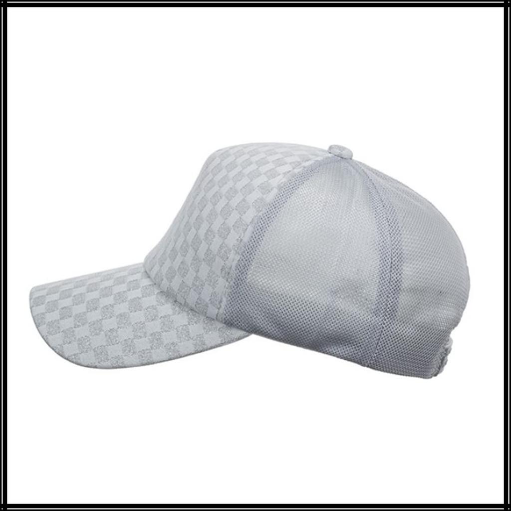 Сетчатая кепка в клетку Шляпа для бега на открытом воздухе Женская Мужская CA696 [Белый Клык] (белый)