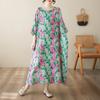 New 2025 Summer Dress Women Vintage Printing Floral Casual Plus Size Dress Loose O-Neck Dress Maxi
