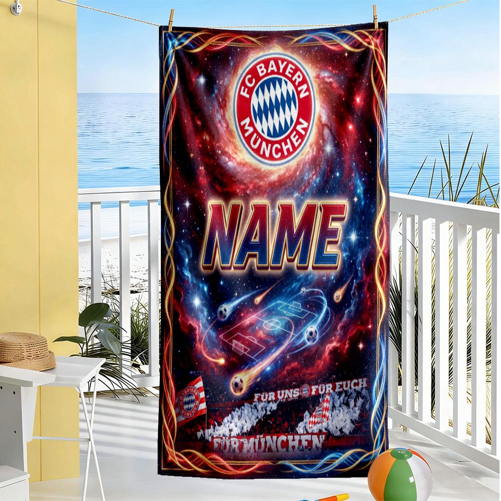 Bayern Munich Crest Customized Name Beach Towel Soft Durable Quick-Dry Suitable for Sports Travel Swimming Yoga Bathroom Beach And Pool